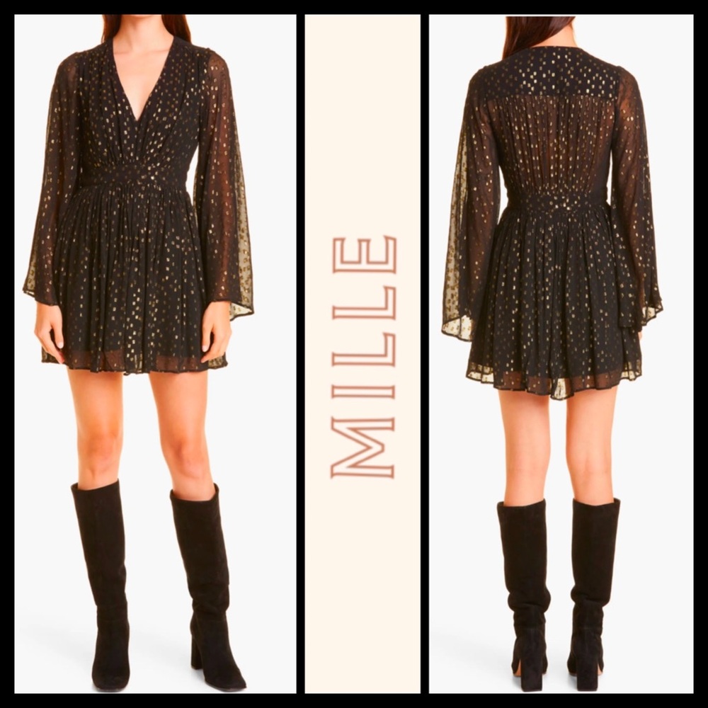 NWOT Mille Goldie Dress in Gold Dust